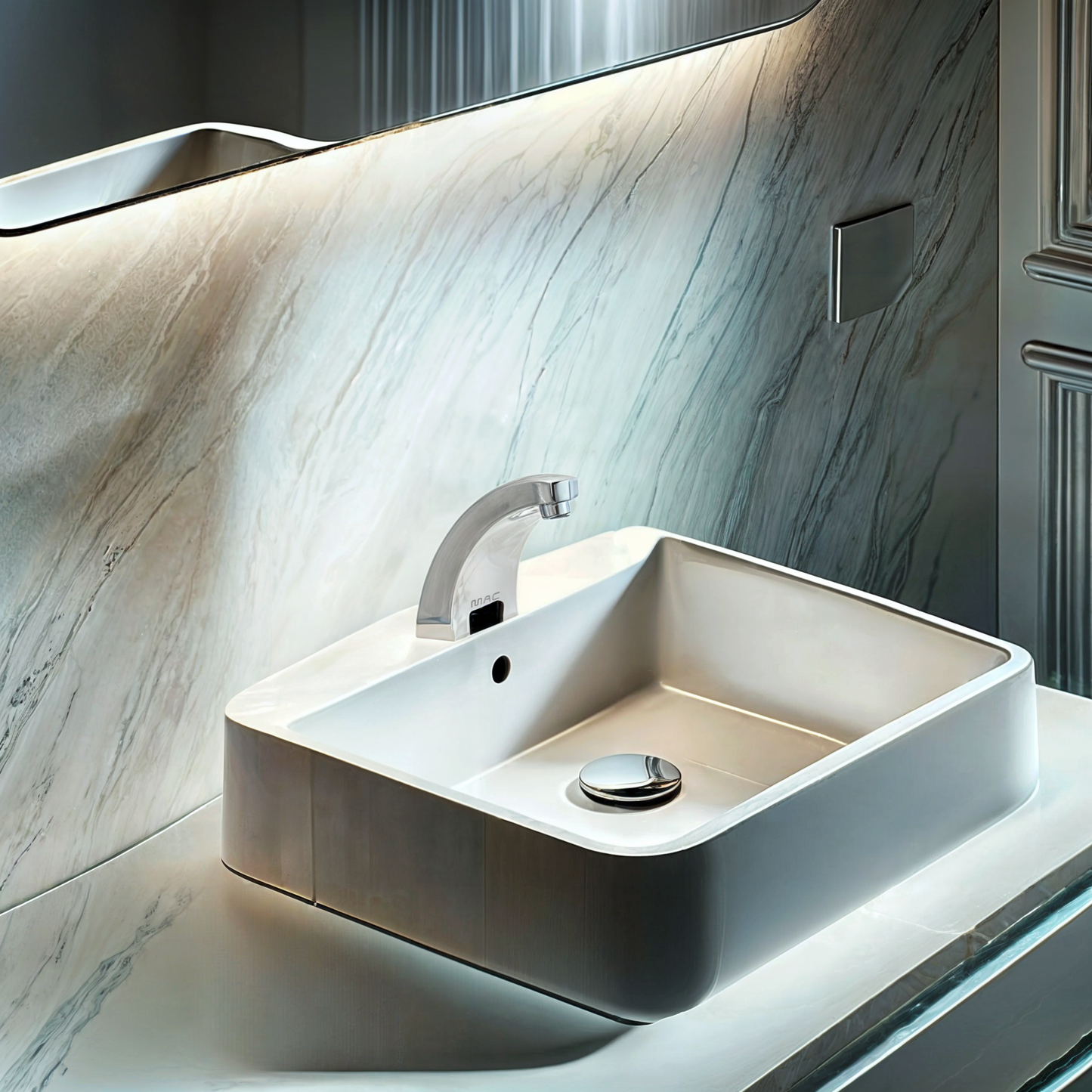 FA444-12DL MAC's NEWEST Touch-Free Faucet with 8” Deck Plate