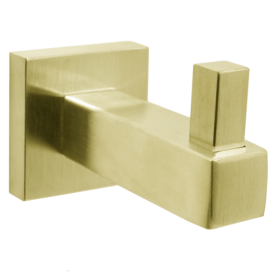CHS-34 Surface-Mounted Single Coat Hook, Square Style in Satin Brass