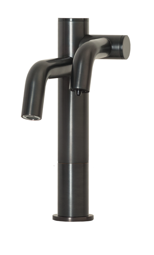 TiO-324 Two-in-One Automatic Faucet and Automatic Soap Dispenser with 4" Riser for Vessel Sink Applications in Oil Rubbed Bronze