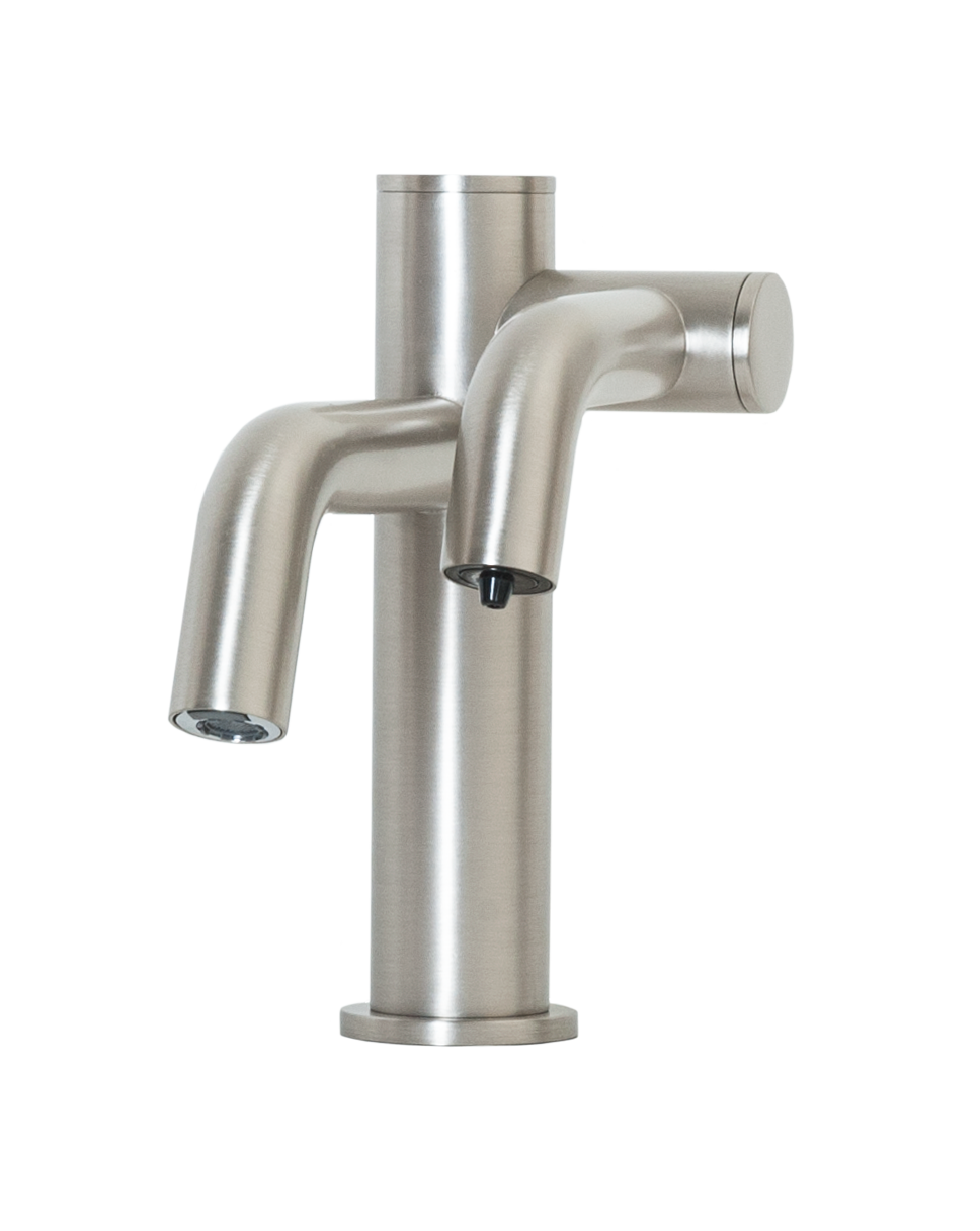 TiO-32 Two-in-One Automatic Faucet and Automatic Soap Dispenser with 32oz bottle In Satin Nickel