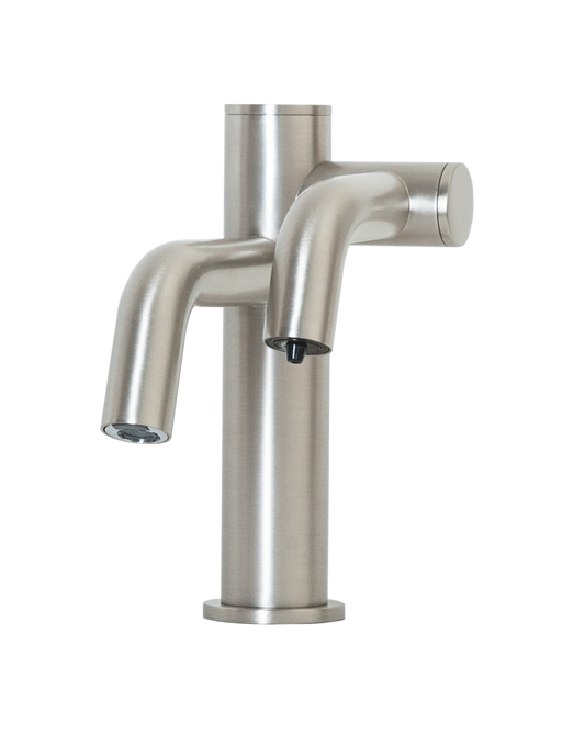 TiO-32 Two-in-One Automatic Faucet and Automatic Soap Dispenser with 32oz bottle In Satin Nickel