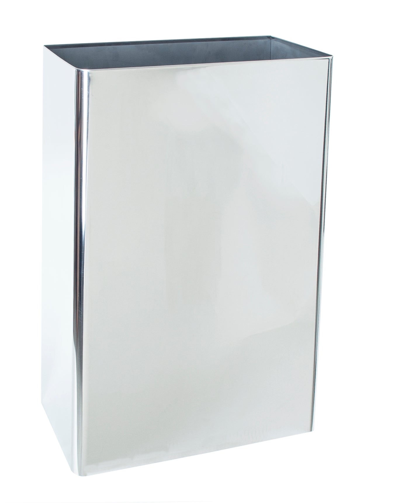 SWB-9 Surface Mounted Waste Basket In Polished Stainless Steel