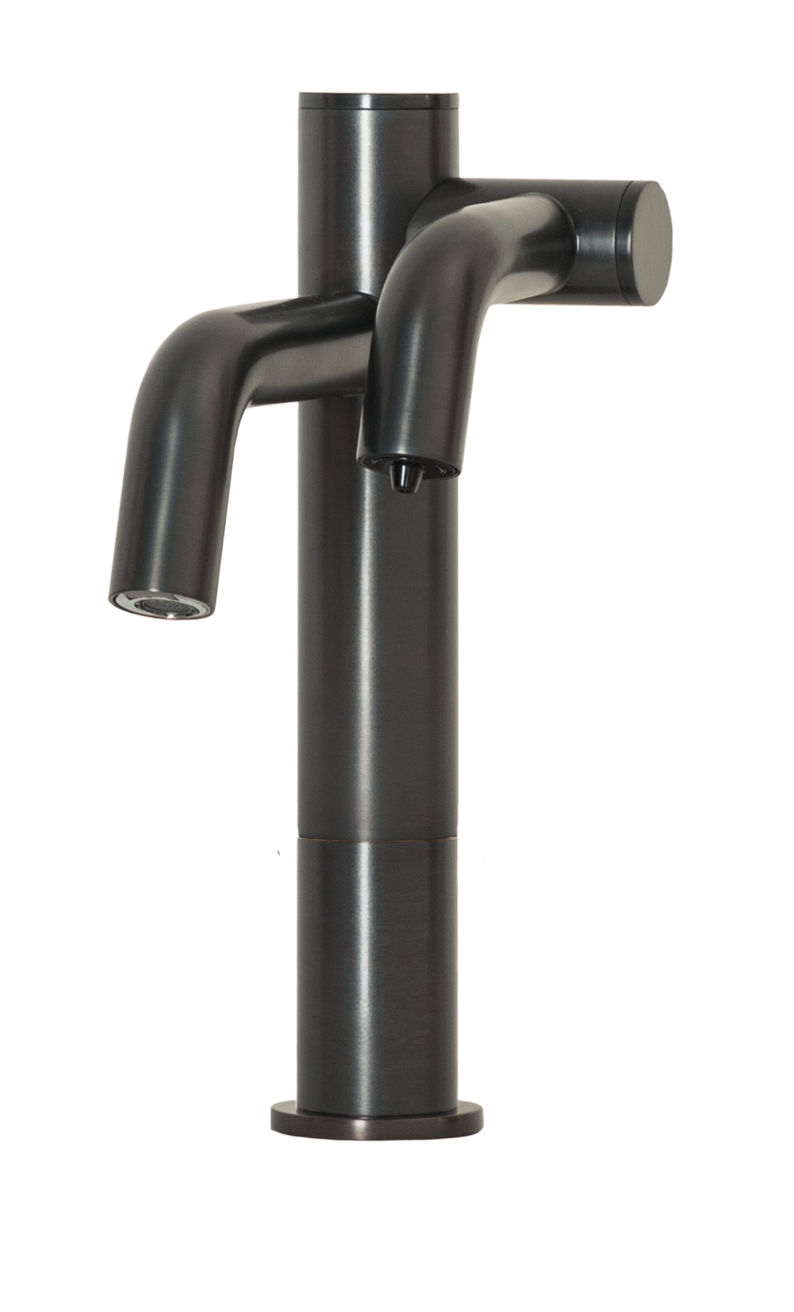 Two-in-One Automatic Faucet and Automatic Soap Dispenser For Vessel Sink Applications In Oil Rubbed Bronze