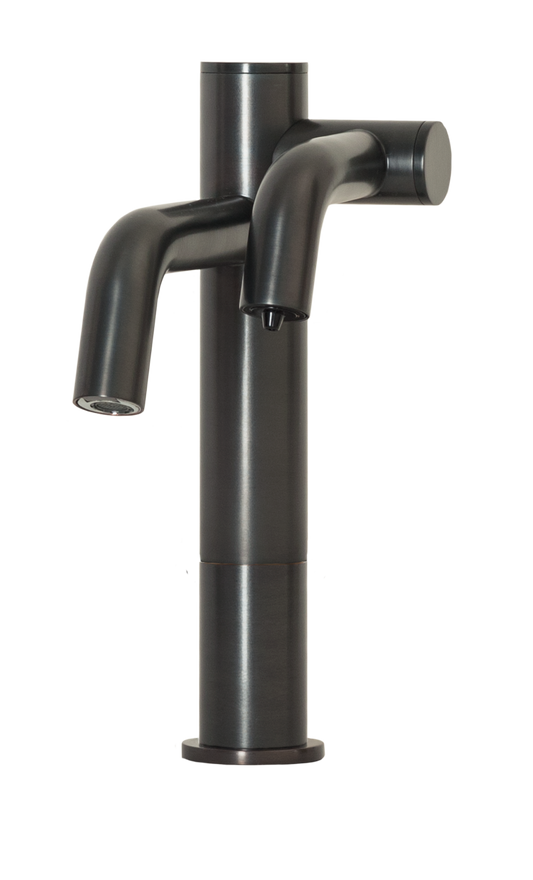 Two-in-One Automatic Faucet and Automatic Soap Dispenser For Vessel Sink Applications In Oil Rubbed Bronze