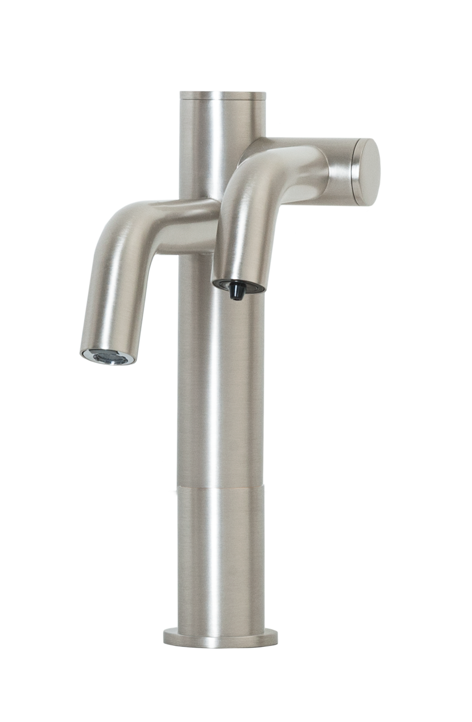 Two-in-One Automatic Faucet and Automatic Soap Dispenser For Vessel Sink Applications In Satin Nickel