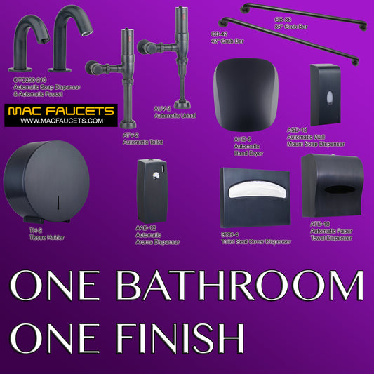 Suite 10200 ORB Automatic urinal, toilet flush valves, faucet and soap dispenser in Oil Rubbed Bronze