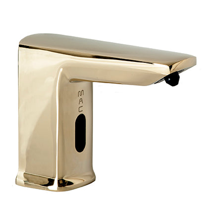 PYOS-22 Touchless, Deck Mounted Bulk Soap Dispenser Modern Square in Polished Brass