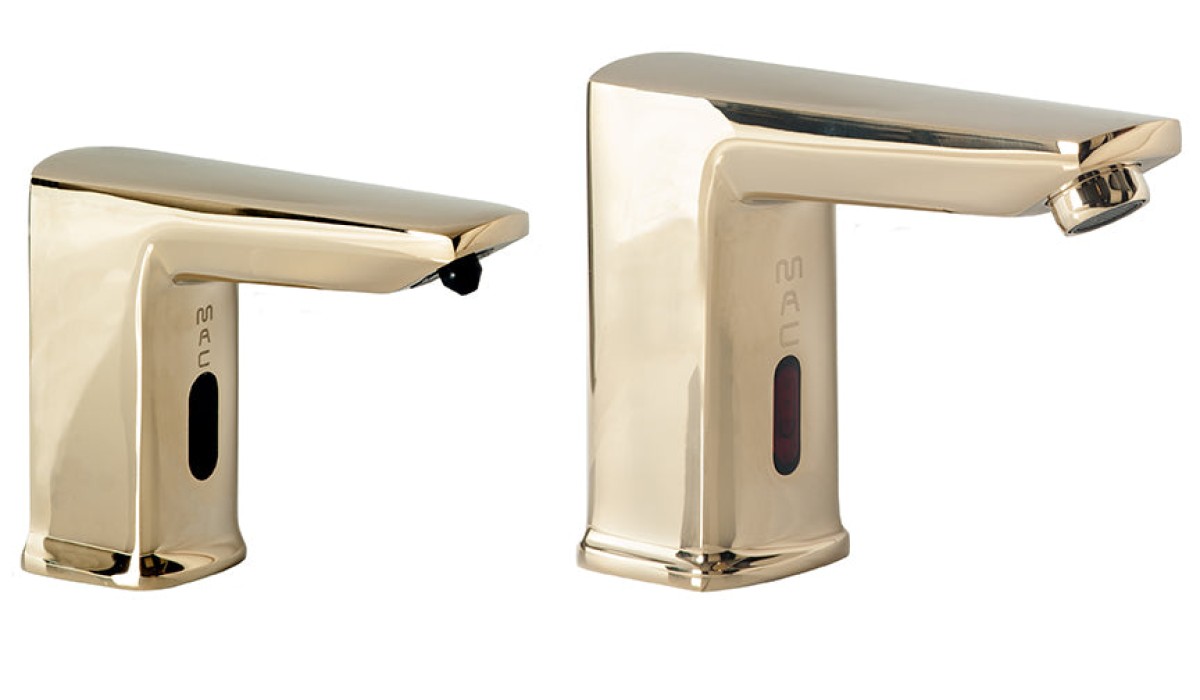 MP22 Matching Pair of Faucet and Soap Dispenser in Polished Brass