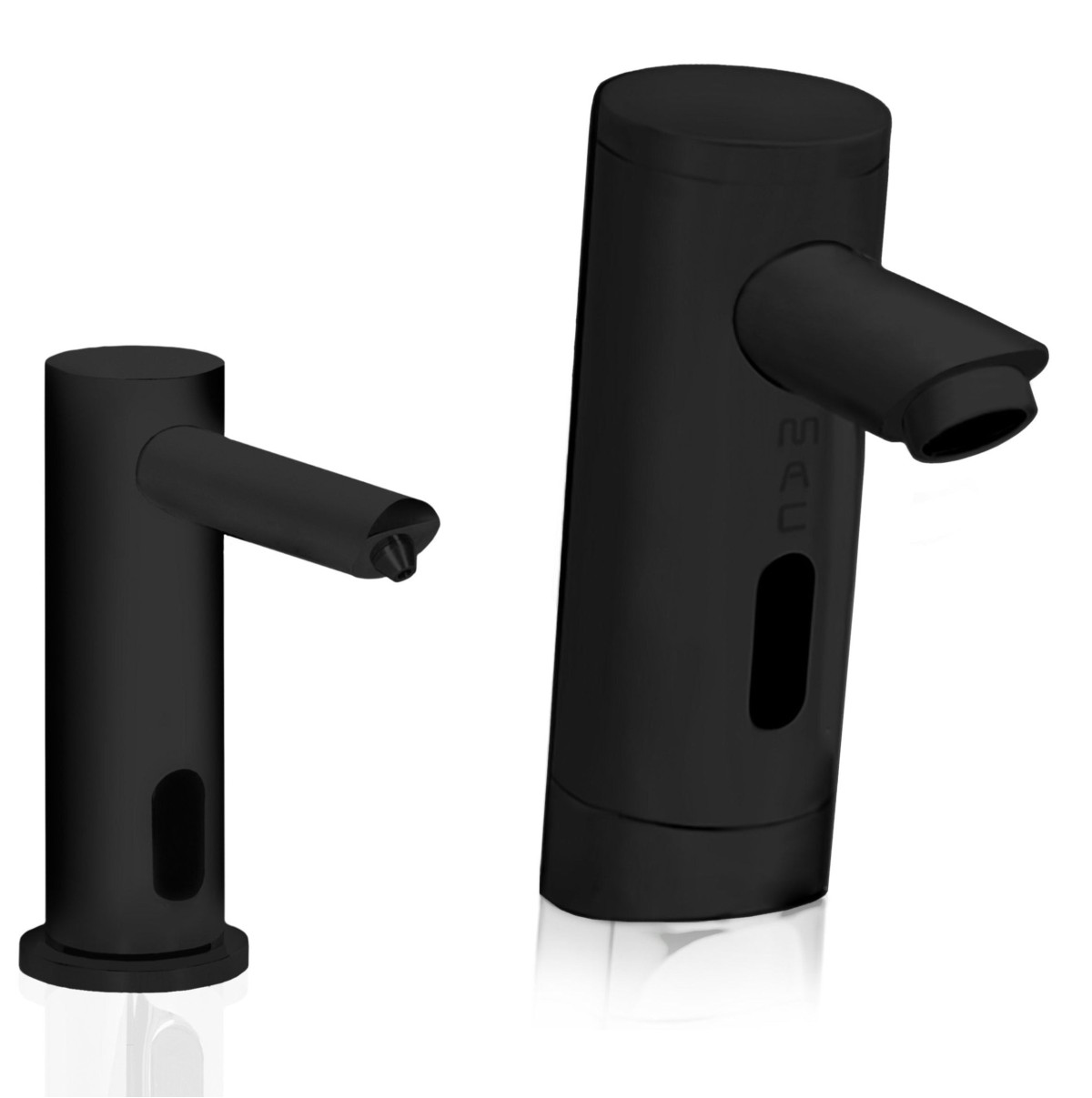 MP60 Matching Electronic Faucet and Electronic Soap Dispenser in Matte Black