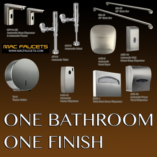 Suite 10022 Automatic Urinal, Toilet Flush Valves, Faucet and Soap Dispenser in Stainless Steel